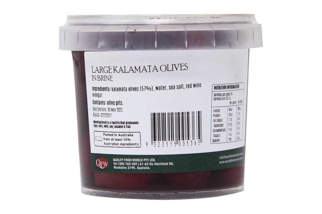 2505365 Olive Branch  Large Kalamata Olives In Brine Gf 335G-BACK.webp