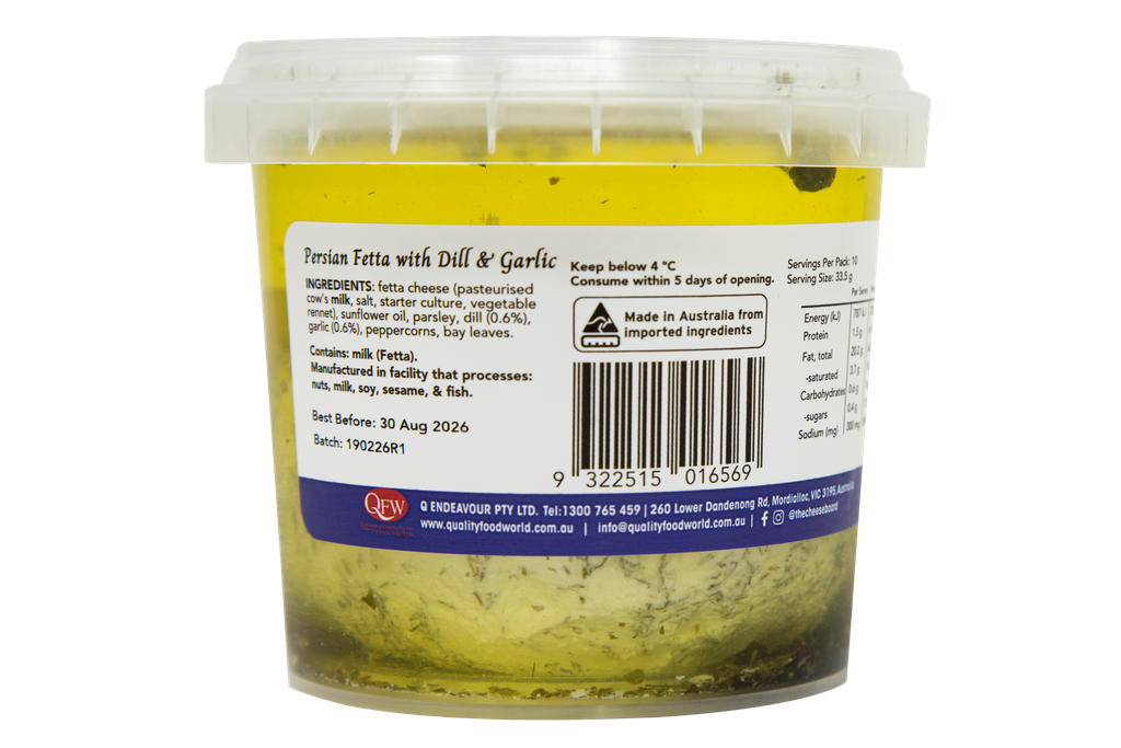2506569 CB Persian fetta dill, garlic 335g-Back 1.webp