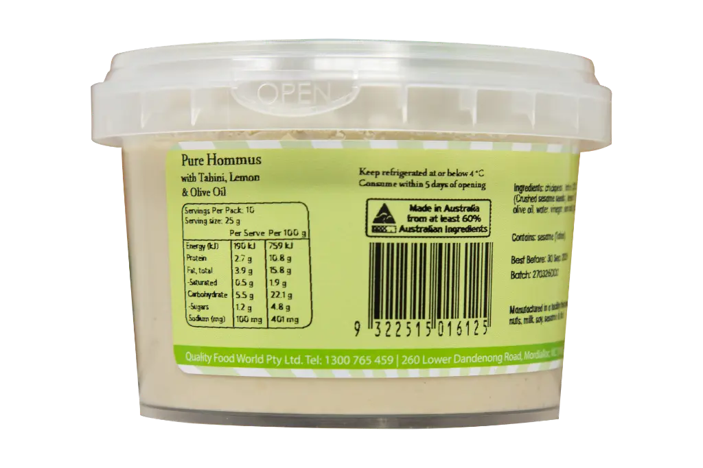 SD6125 Pure hommus w. Tahini 250g (Back 1).webp