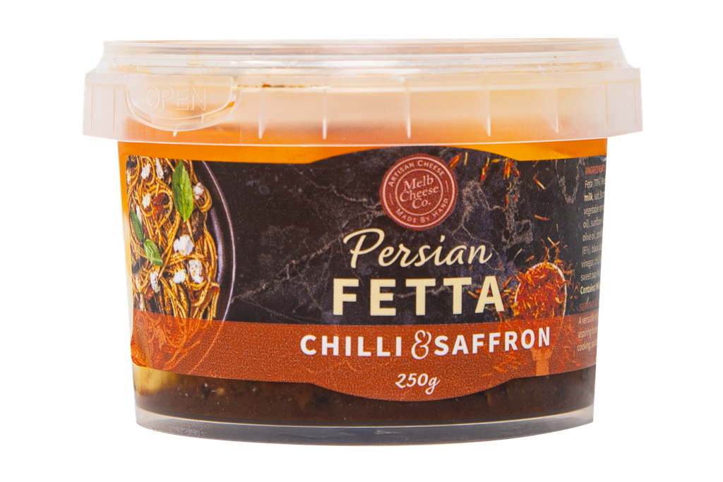 MCC2637 Melbourne Cheese Company Persian Fetta With Chilli & Saffron 250G.webp