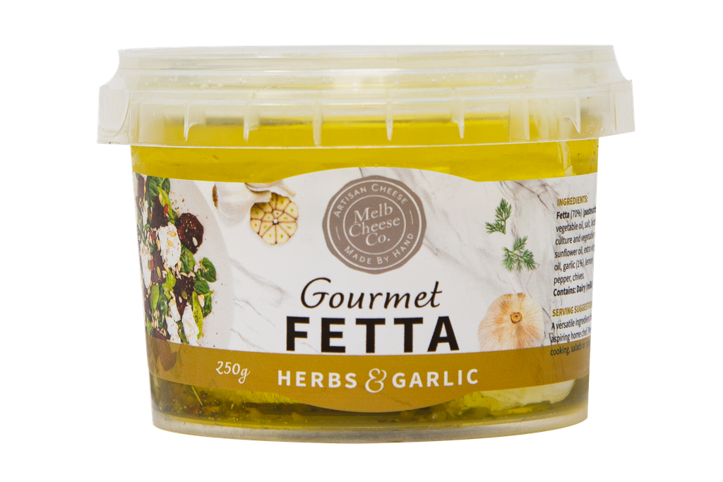MCC0893 Melbourne Cheese Company Gourmet Fetta With Herbs & Garlic 250G.webp