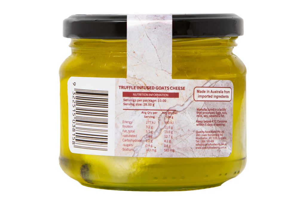 MCC8158 Melbourne Cheese Company Truffle Infused Goats Cheese 280G-BACK.webp