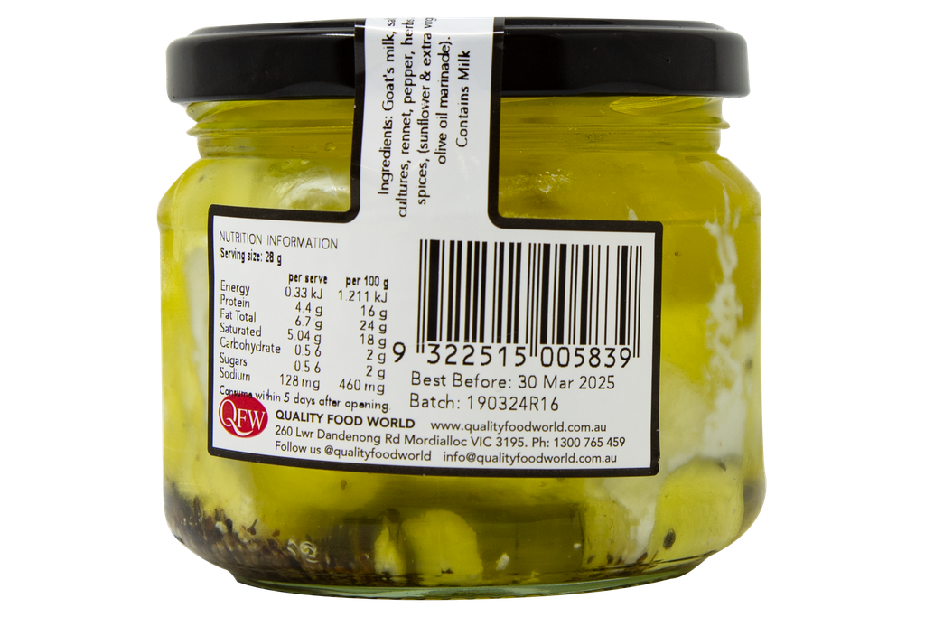 250839 Cheese Board Marinated Goat cheese w: Cracked pepper 280G-BACK.webp