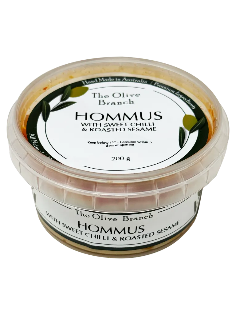 2009004 Olive Branch Sweet Chilli & Roasted Sesame Hommus 200G-Angle.webp