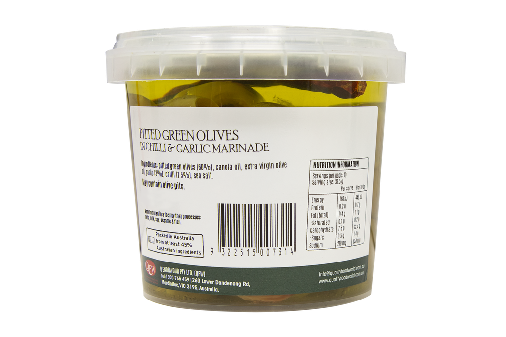 2507314 OB Pitted Green Olives in chilli & garlic marinade 335g-BACK.webp