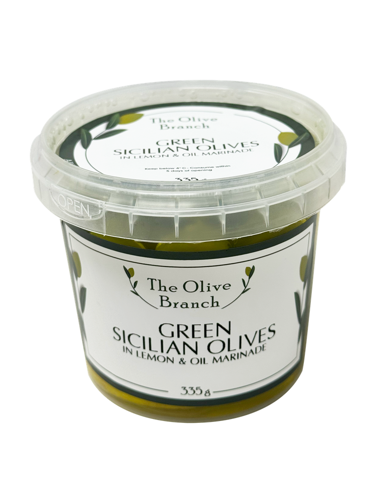 335427 OB Green Sicilian Olives in lemon & Oil 335g-ANGLE.webp