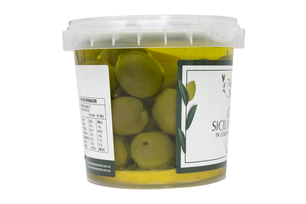 335427 OB Green Sicilian Olives in lemon & Oil 335g-SIDE.webp