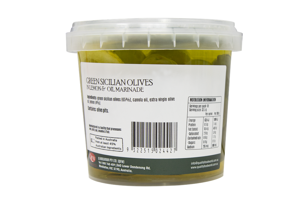 335427 OB Green Sicilian Olives in lemon & Oil 335g-BACK.webp