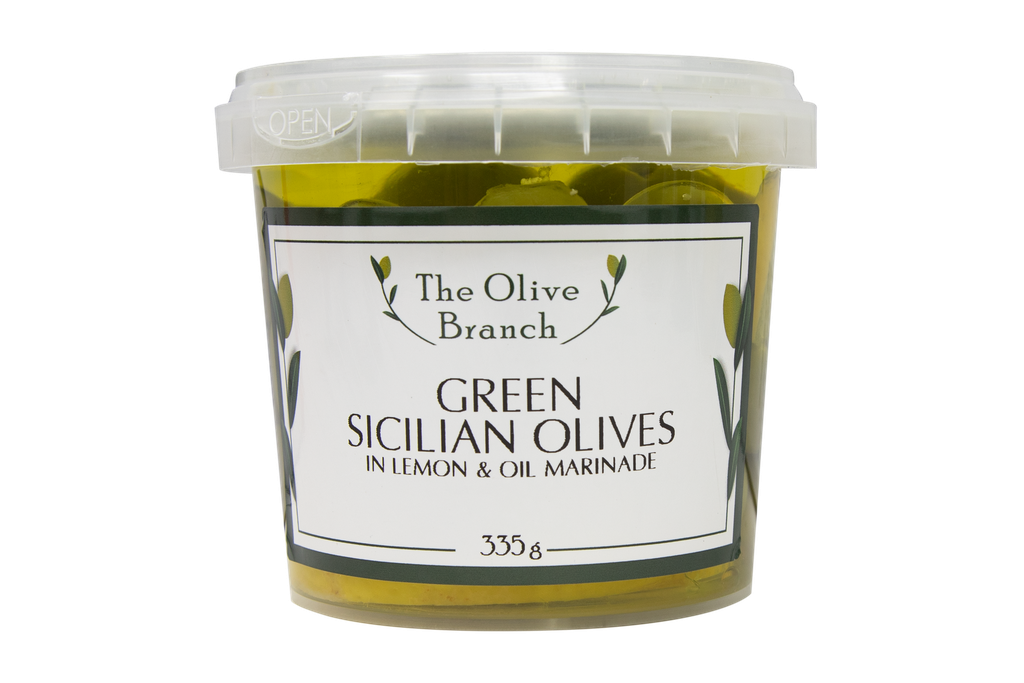 335427 OB Green Sicilian Olives in lemon & Oil 335g.webp