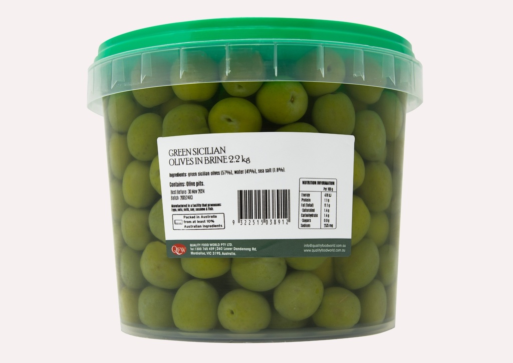 OB Green Sicilian Olive In Brine 2.2Kg
